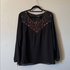 Torrid black eyelet long sleeve blouse embroidered